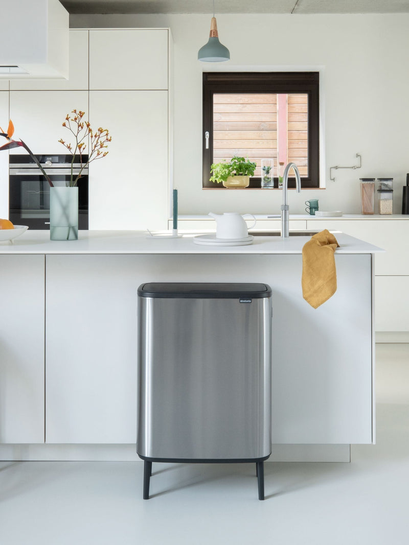 Brabantia Matt Steel Fingerprint Proof Bo Touch Hi waste separation bin 2 x 30L - British product