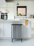 Brabantia Matt Steel Fingerprint Proof Bo Touch Hi waste separation bin 2 x 30L - British product