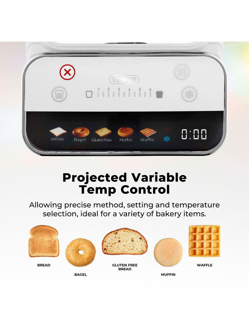 Tower 2 Slice Digital Toaster White, UK version