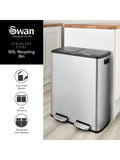 Swan stainless steel 60L recycling bin with 2x30L compartments (British brand)