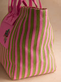 Cath Kidston green stripe large market tote bag, British brand