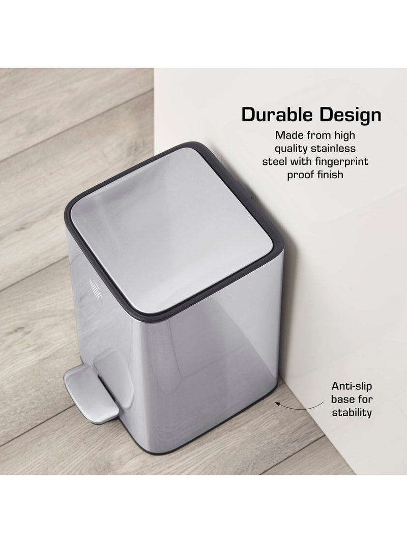 Swan stainless steel compact pedal bin 5L (British brand)