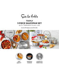 Sur La Table 3 Piece Stainless Steel TriPly Saucepan Set