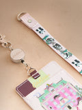 Cath Kidston pink hotel print retractable lanyard (British brand)