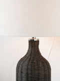 Table lamp dark brown rattan bottle 62cm (British brand)