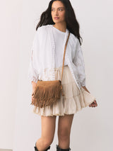 Next Tan Brown Leather Fringe Cross Body Bag- Buy online at McGrocer