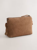 Tan leather fringe cross body bag 15x21cm, UK version