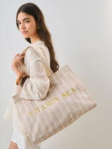 Next Neutral Stripe Cotton Shopper Bag- Buy online at McGrocer