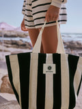 self. towelling shoulder tote bag black white (British brand)