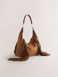 Tan brown suedette fringe shoulder bag 42x40x14cm (British brand)