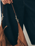 Tan brown suedette fringe shoulder bag 42x40x14cm (British brand)