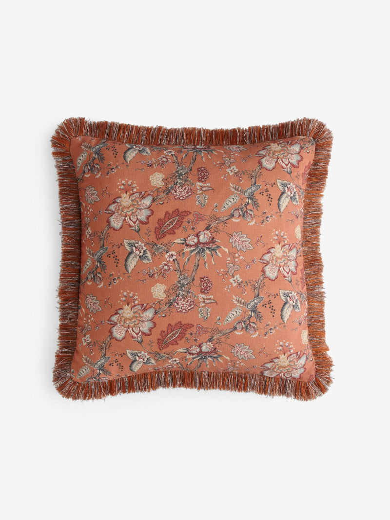 Orange reversible floral cushion 50cm - British product