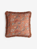 Orange reversible floral cushion 50cm - British product