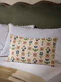 Orange floral cross stitch cushion 30x50cm (British brand)