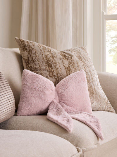 Next Just Pink 3D Faux Fur Bow Cushion- Buy online at McGrocer