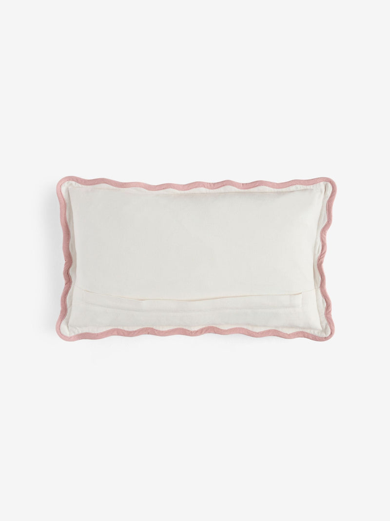 Embroidered slogan cushion pink striped 50x30cm, imported from the UK