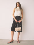 Nude clutch bag crossbody with chain strap, recycled polyester - British product