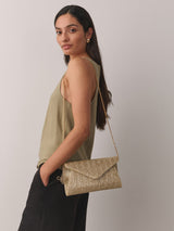 Next Gold Metallic Raffia Effect Clutch Bag- Buy online at McGrocer