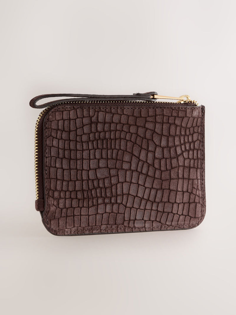 Chocolate brown leather midi purse, imported from the UK
