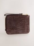 Chocolate brown leather midi purse, imported from the UK
