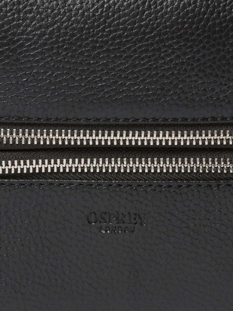 Osprey London black leather washbag small double zip (British brand)