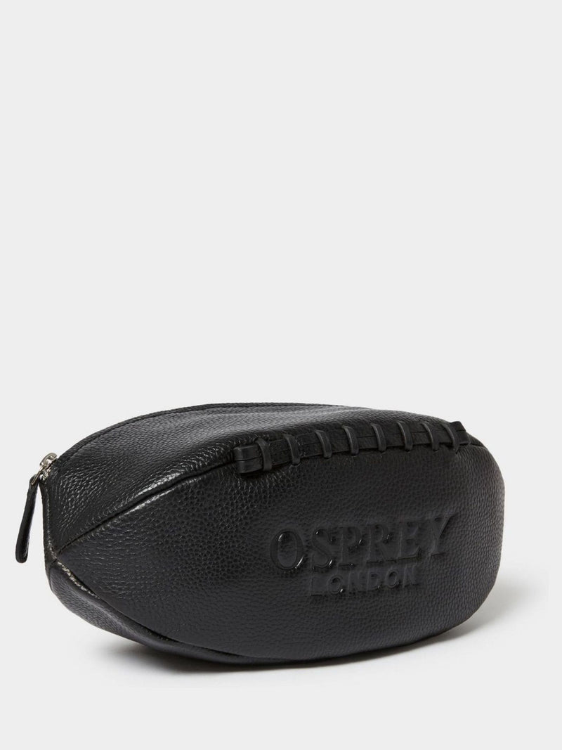 Osprey London Rugger Leather Washbag black pebble grain, imported from the UK