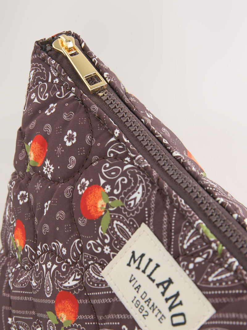 Chocolate brown quilted nylon pouch, UK version