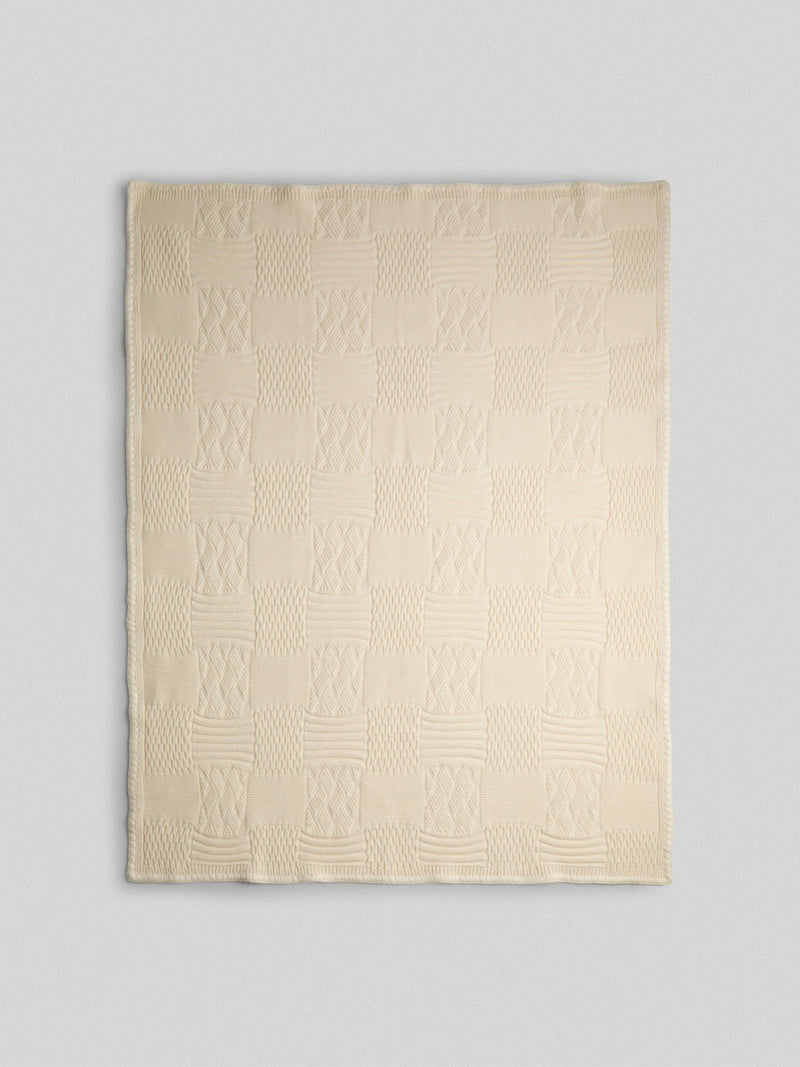 JoJo Maman Bébé cream patchwork knitted blanket 90x70cm, UK version