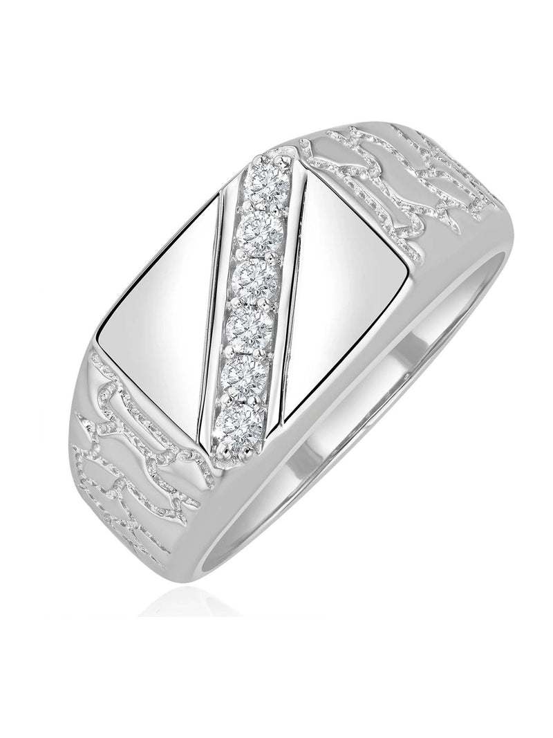 The Diamond Store men's lab diamond signet ring in sterling silver (British brand)