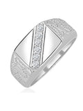 The Diamond Store men's lab diamond signet ring in sterling silver (British brand)