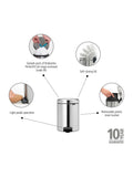 Brabantia Brilliant Steel NewIcon pedal bin 5L - British product