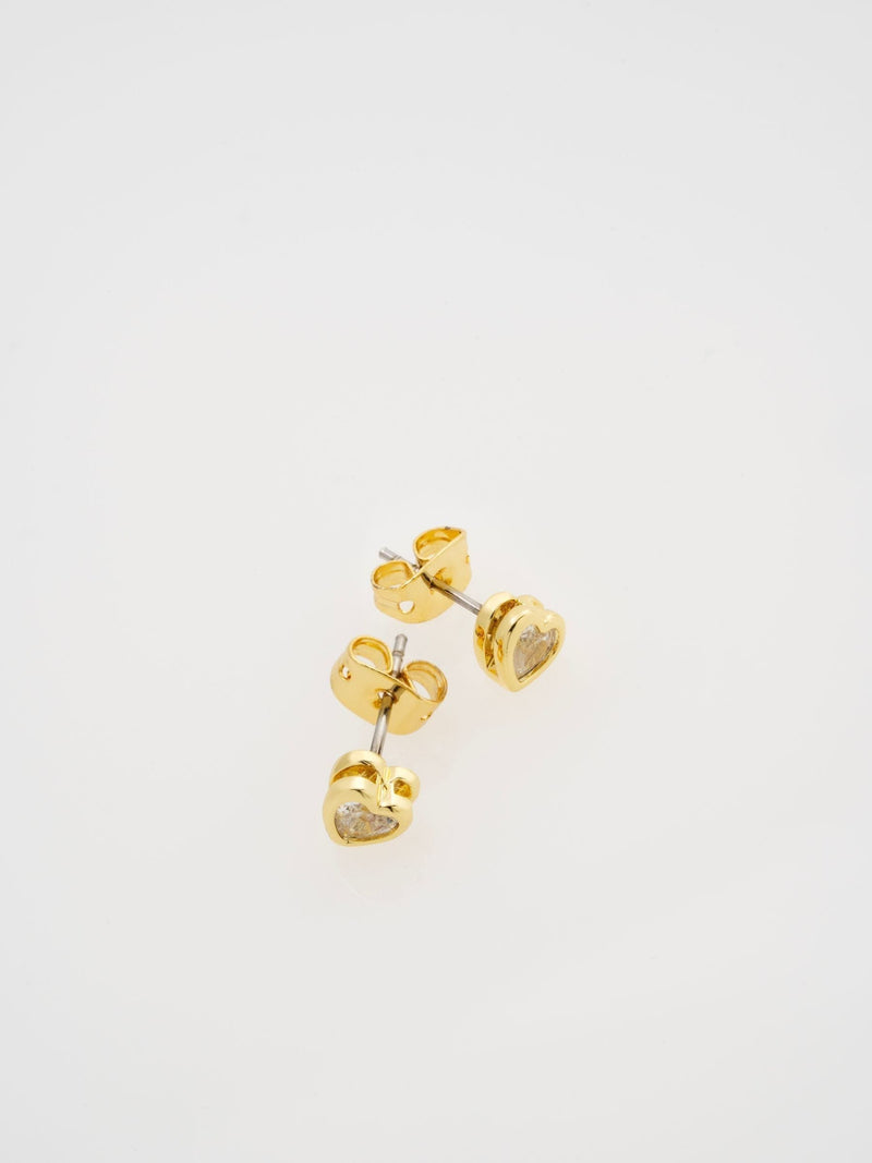 Mini Crystal Heart Stud Earrings with Gold-Tone Finish