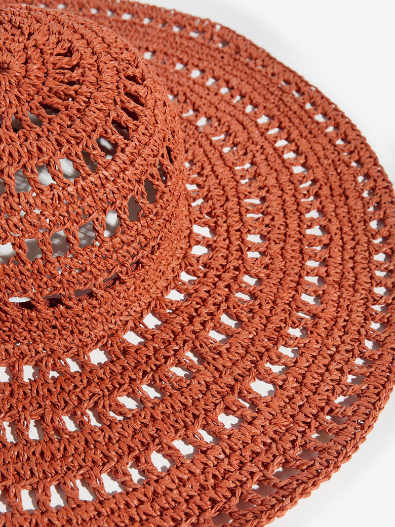 Friends Like These orange openwork floppy beach hat (British brand)