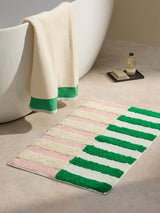 Next MADE.COM Pink/Green Etly Stripe 100% Cotton Bath Mat 50x80cm- Buy online at McGrocer