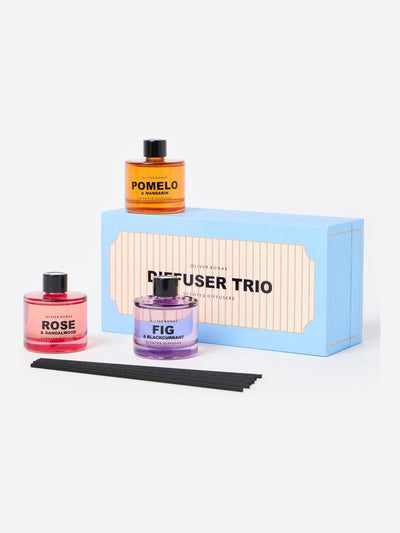 Prochain trio de diffuseurs de roseaux Oliver Bonas Blue Firma aux parfums Figue, Pomelo, Rose - Acheter en ligne sur McGrocer