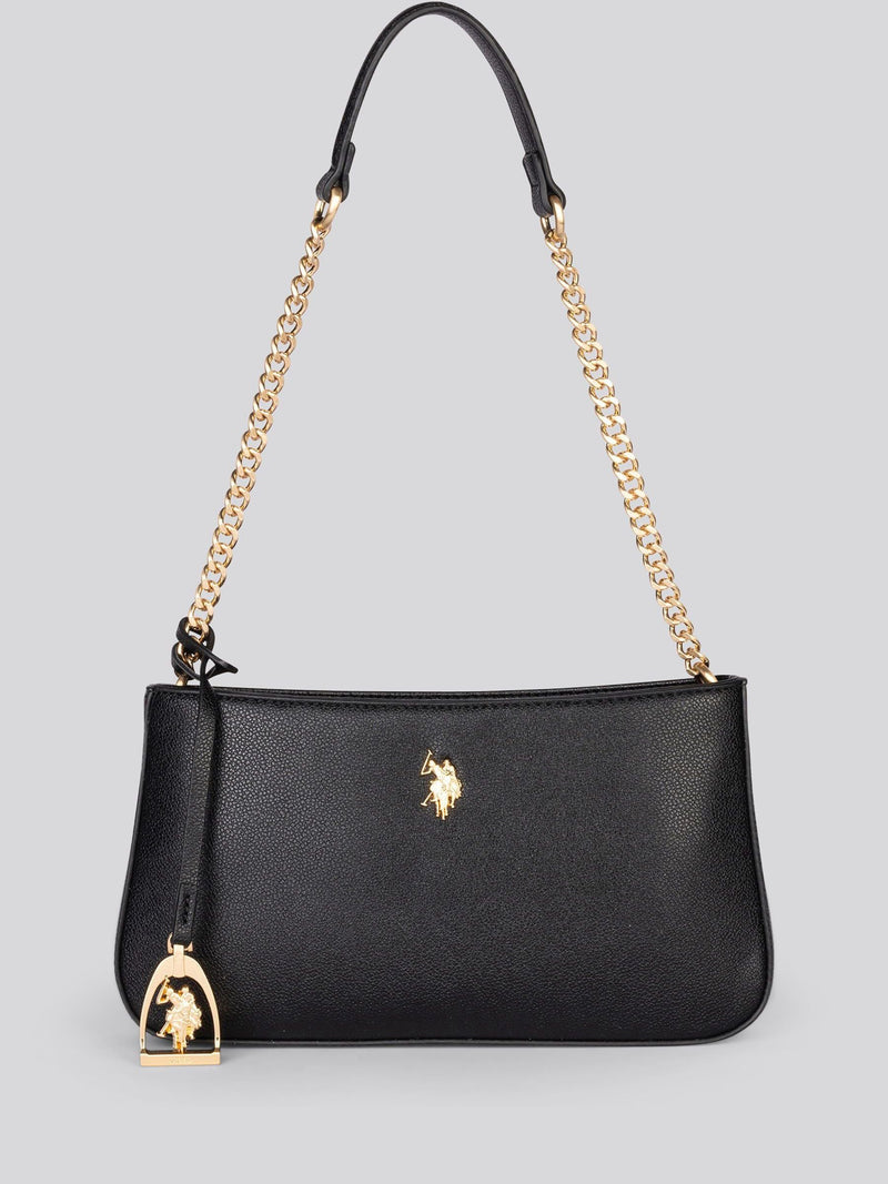 U.S. Polo Assn. black Jones S. hobo bag with chain, imported from the UK