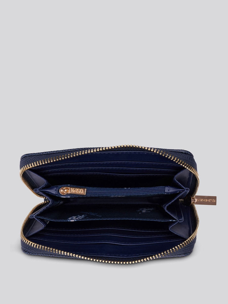 U.S. Polo Assn. blue medium zip PU wallet, UK version