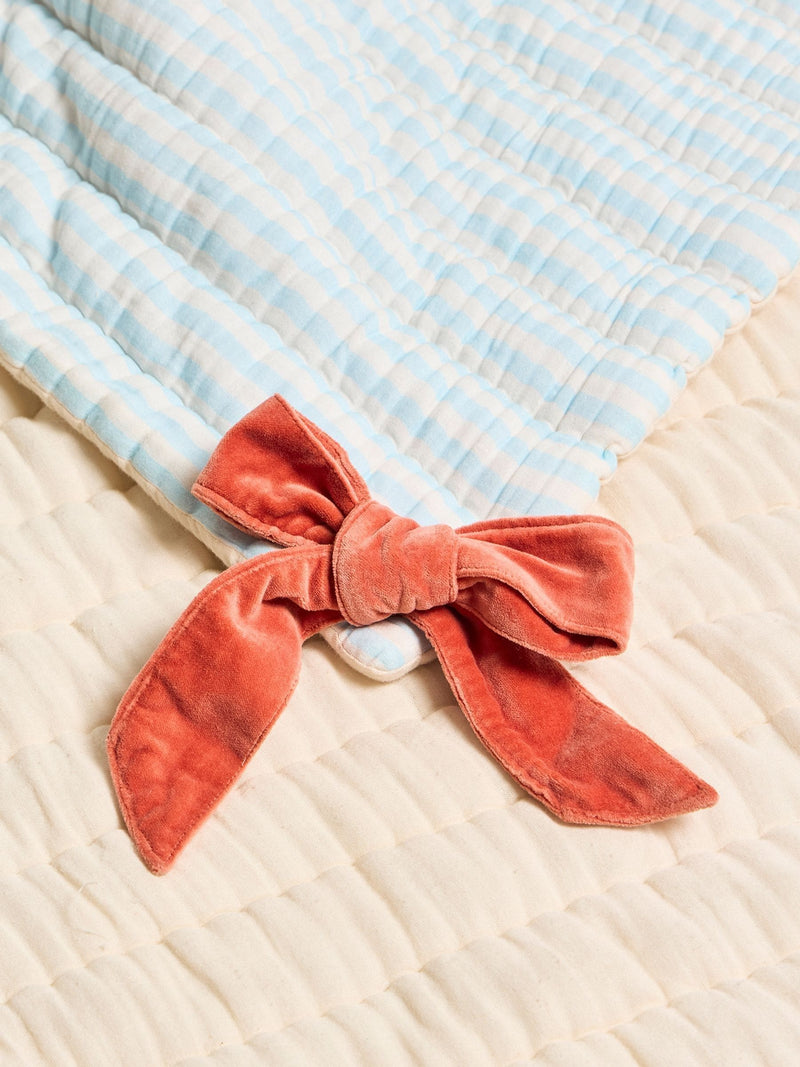 Oliver Bonas blue stripe bows reversible bedspread 220x220cm - British product