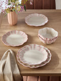 Hand painted pink stripe dinner set 12 piece, imported from the UK