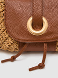 Reiss Natural Lori raffia-effect leather shoulder bag, imported from the UK