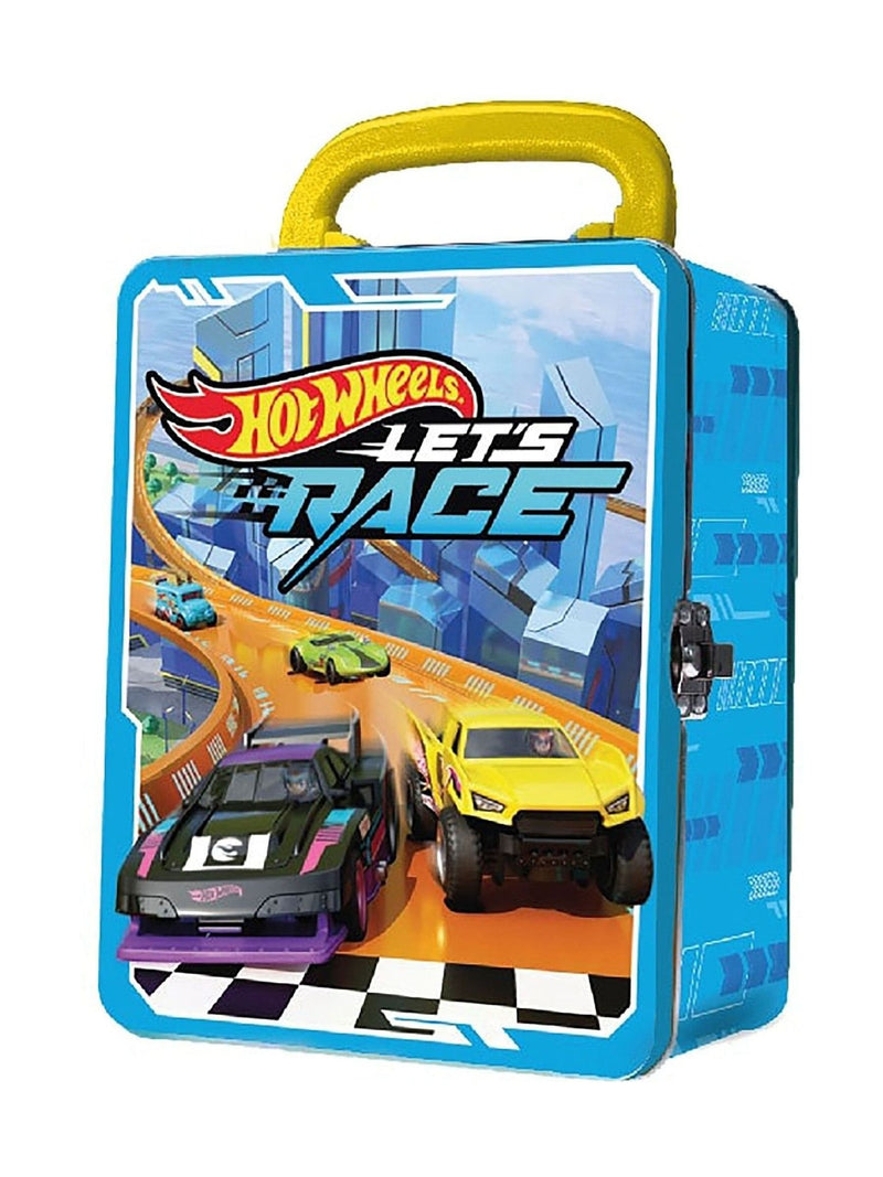 Hot Wheels tin car storage case with 18 compartments, UK version