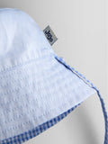 JoJo Maman Bébé light blue gingham reversible bucket hat (British brand)