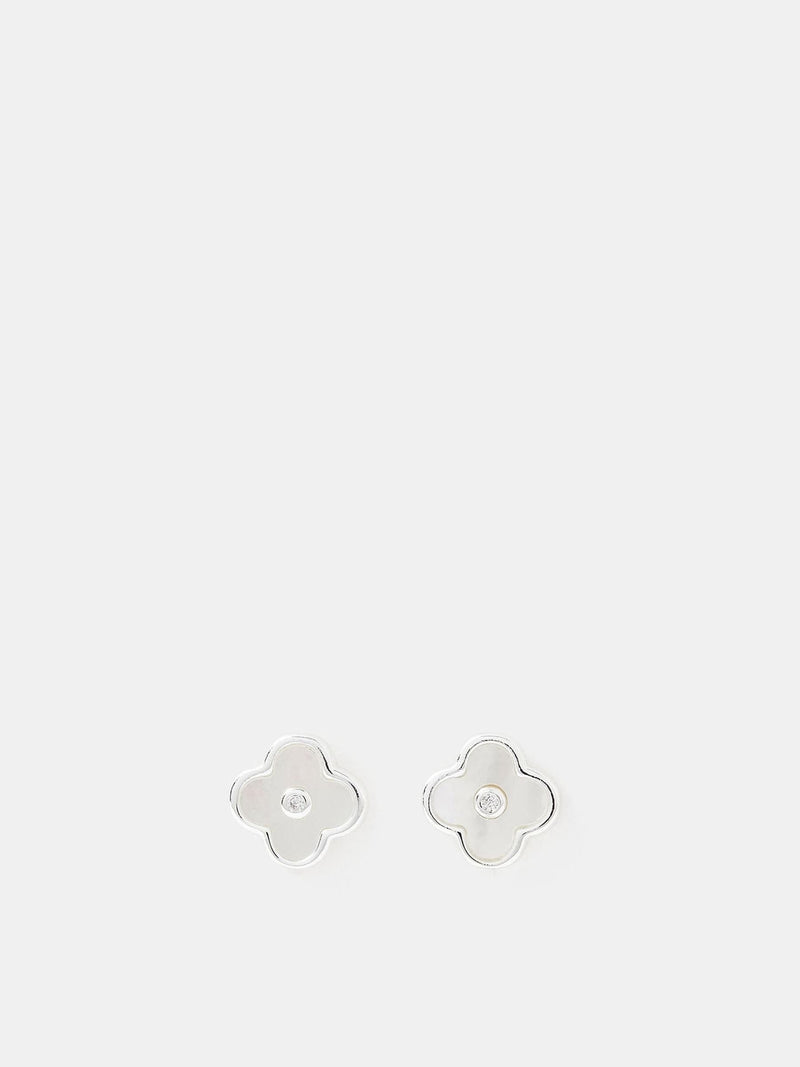 Accessorize Mother of Pearl Clover Stud Earrings - British product