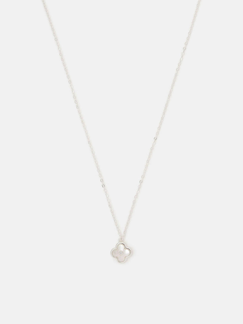 Accessorize sterling silver clover pendant necklace with mother-of-pearl - British product
