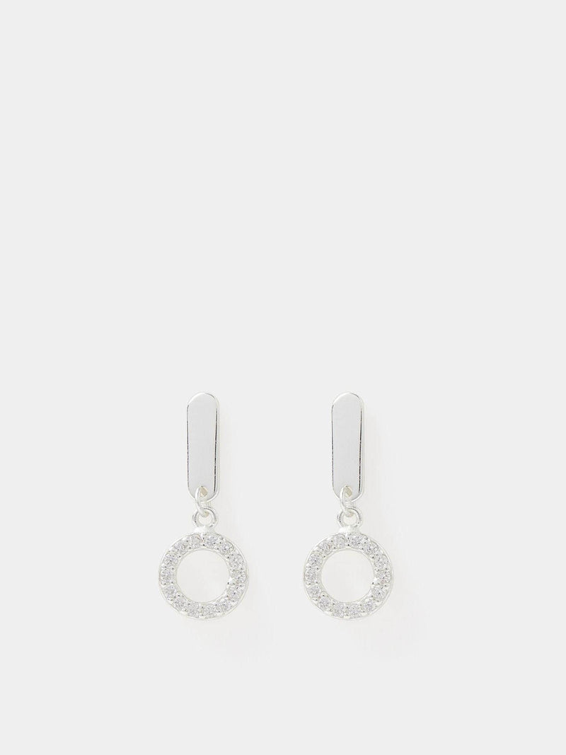 Accessorize silver tone sterling diamanté circle drop earrings - British product
