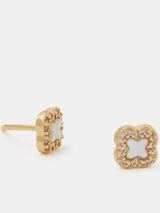 Next Accessorize Gold Tone 14ct Plated Mother of Pearl Clover Stud Earrings- Buy online at McGrocer