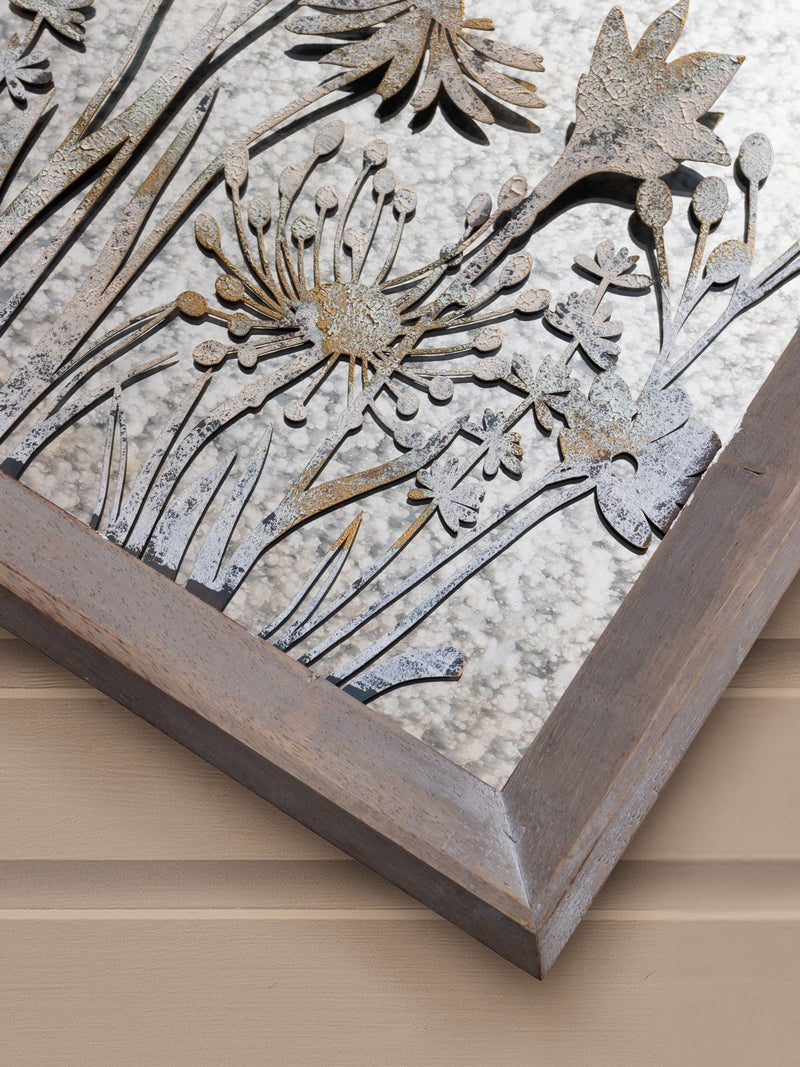 Voyage Maison square antique mirror with wildflower design, imported from the UK