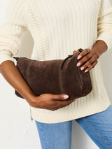 Next FatFace Chocolate Brown Suede Shoulder Bag- Buy online at McGrocer