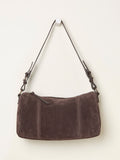 FatFace chocolate brown suede shoulder bag with adjustable straps (British brand)