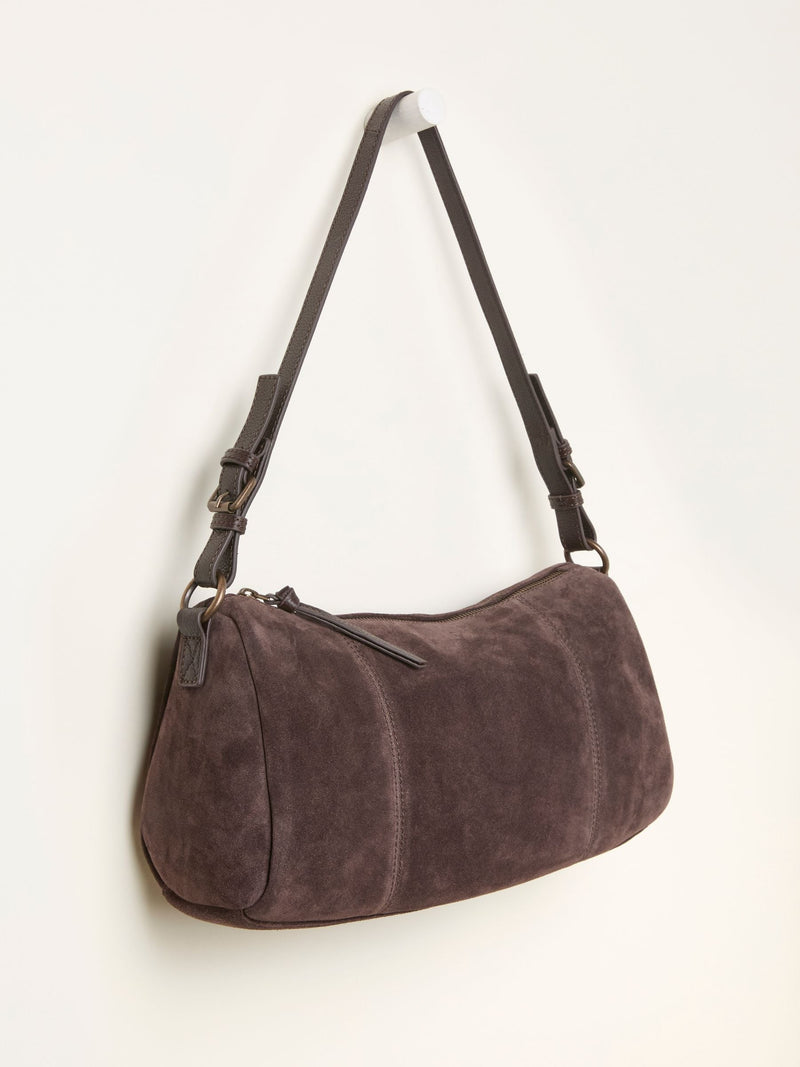FatFace chocolate brown suede shoulder bag with adjustable straps (British brand)